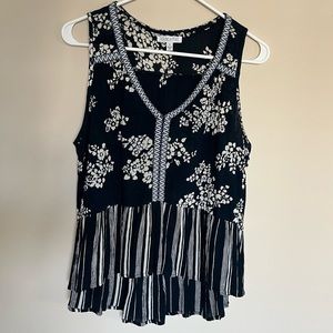 Patrons of Peace tank top | size M | navy blue and white